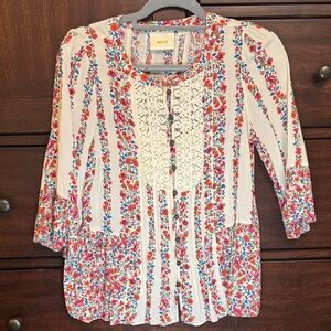 Anthropologie Maeve Hiver Floral Peasant Blouse